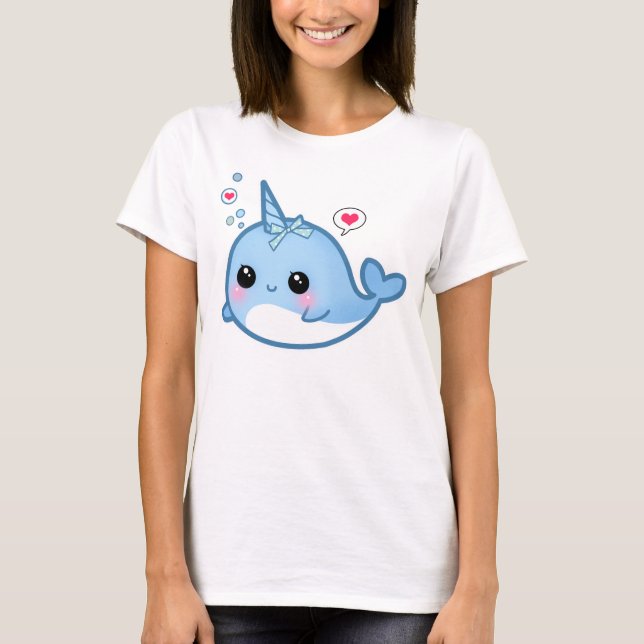 Niedliches kawaii Baby narwhal T-Shirt (Vorderseite)
