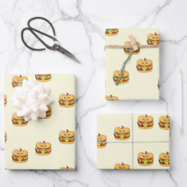 Niedliches Kawaii-Burgermuster Geschenkpapier Set