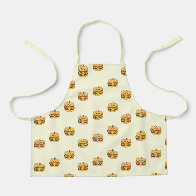 Niedliches Kawaii-Burgermuster Schürze (Vorderseite)