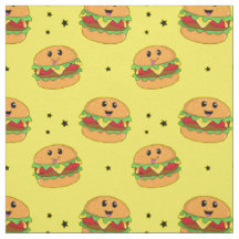 Niedliches Kawaii-Cheeseburger-Muster auf Gelb