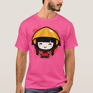 Niedliches Kawaii Chinesisches Mädchen in traditio T-Shirt