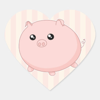 Niedliches Kawaii-Chubby-Rosa Herz-Aufkleber