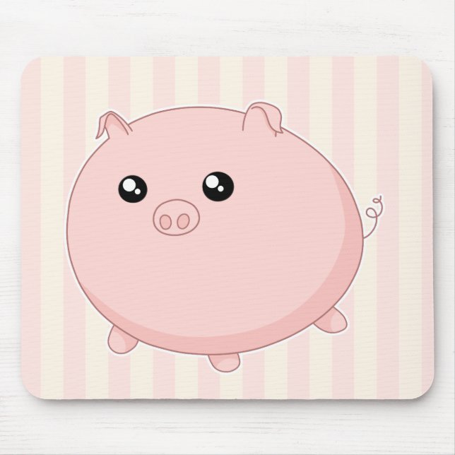 Niedliches Kawaii chubby rosa Schwein Mousepad (Vorne)