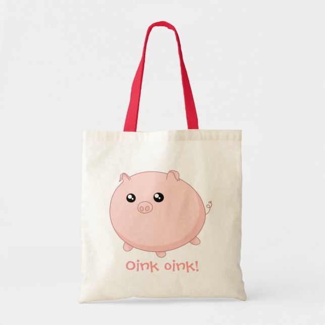 Niedliches Kawaii chubby rosa Schwein Tragetasche (Vorne)