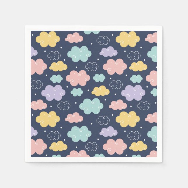 Niedliches Kawaii Cloud-Musterpapier Napkins Serviette (Vorderseite)