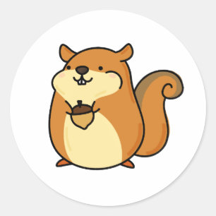 Niedliches Kawaii-Eichhörnchen Runder Aufkleber