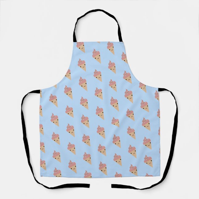 Niedliches Kawaii Erdbeeren Ice Creme Cone Muster Schürze (Vorderseite)
