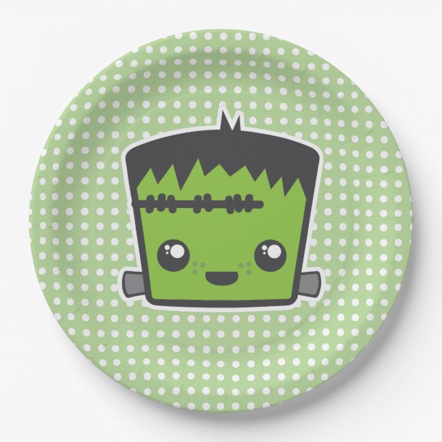Niedliches Kawaii Frankenstein Pappteller (Vorderseite)