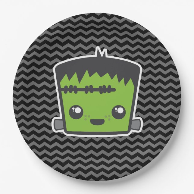 Niedliches Kawaii Frankenstein Pappteller (Vorderseite)