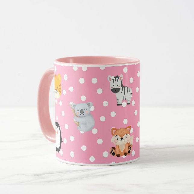 Niedliches Kawaii Friends & Characters-Muster Tasse (Vorderseite Links)