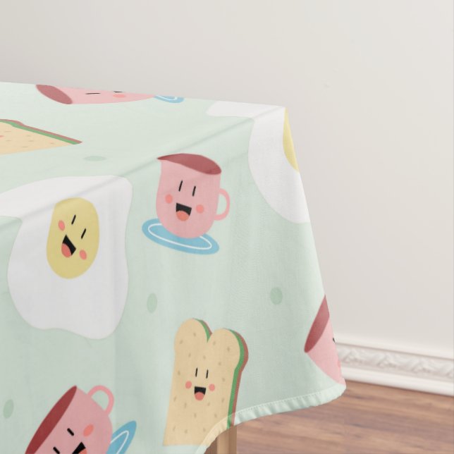 Niedliches Kawaii Frühstücksegi und Sandwich Muste Tischdecke (Beispiel)