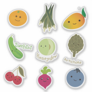 Niedliches Kawaii Frutis und Gemüse-Aufkleber-Set Aufkleber