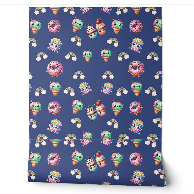 Niedliches Kawaii Gemustert Food Tapete (Abrollen)