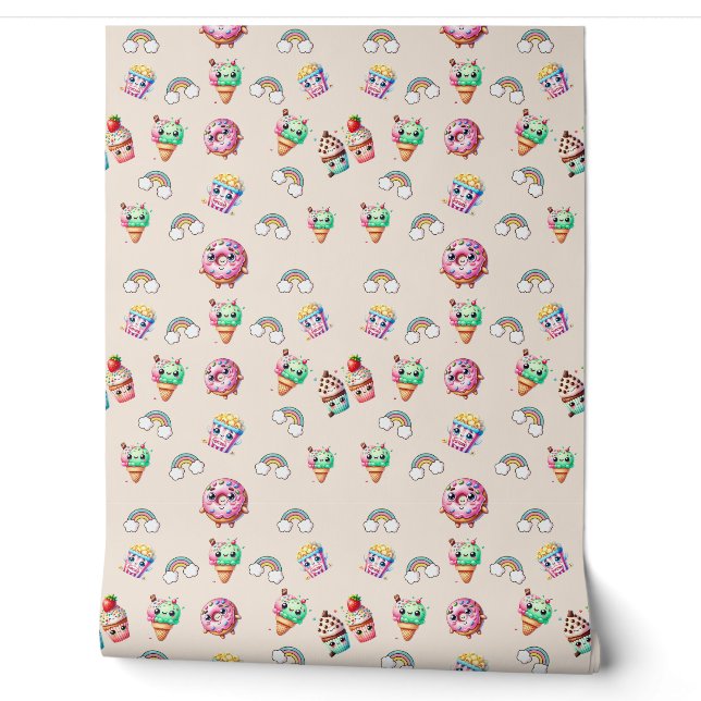Niedliches Kawaii Gemustert Food Tapete (Abrollen)