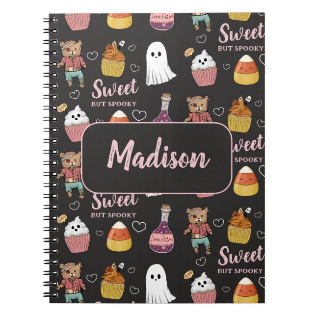 Niedliches Kawaii Halloween Candy Pattern für Kind Notizblock (Vorderseite)