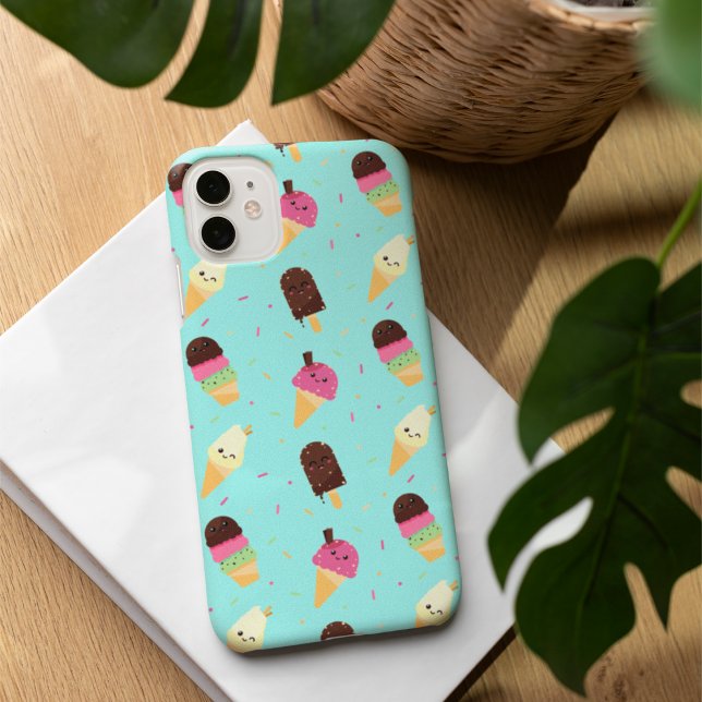 Niedliches Kawaii Ice Cream Muster iPhone 16 Hülle (Von Creator hochgeladen)