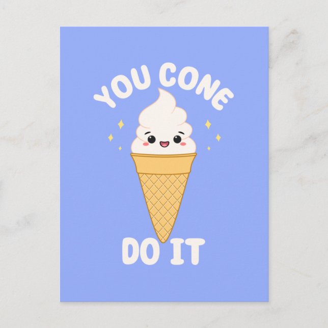 Niedliches Kawaii Ice Creme Cone Motivierend Zitat Postkarte (Vorderseite)