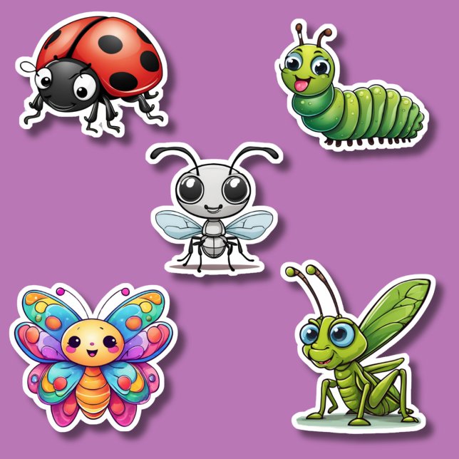 Niedliches Kawaii Insect Set wasserdicht Aufkleber (Von Creator hochgeladen)