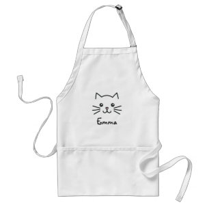 Niedliches Kawaii Kätzchen-Katzen-Gesicht mit ros Schürze