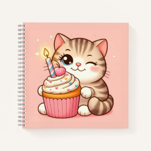 Niedliches Kawaii Kätzchen mit Cupcake Notizbuch