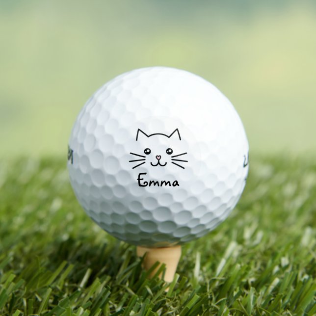 Niedliches Kawaii Katzengesicht mit rosa Herznose Golfball (Insitu T-Shirt)