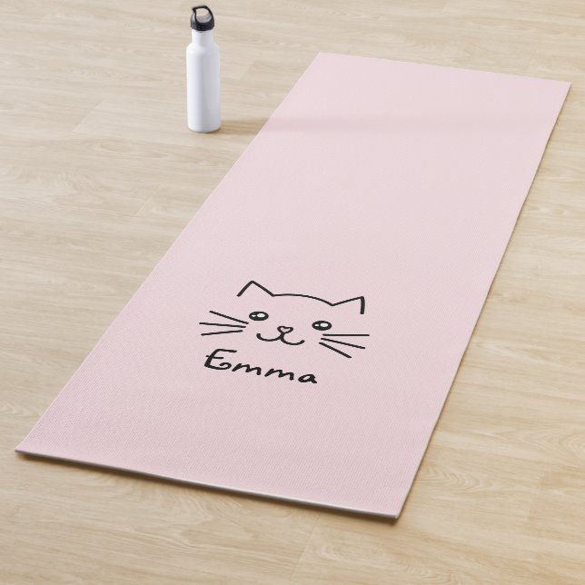 Niedliches Kawaii Katzengesicht mit rosa Herznose Yogamatte (Beispiel)