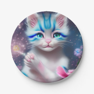 Niedliches Kawaii-Katzenkätzchen Pappteller
