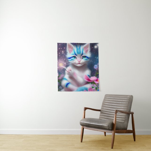 Niedliches Kawaii-Katzenkätzchen Wandteppich (Beispiel)