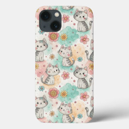 Niedliches Kawaii-Katzenpastellmuster Case-Mate iPhone Hülle