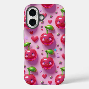 "Niedliches Kawaii-Kirschmuster für Telefongehäuse iPhone 16 Hülle
