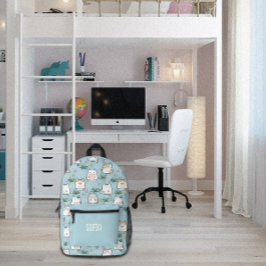 Niedliches kawaii kitty-Muster blau Bedruckter Rucksack