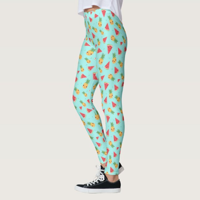 Niedliches Kawaii-Muster für Ananas und Wassermelo Leggings (Links)