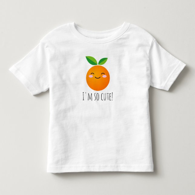 Niedliches kawaii-orangefarbenes Fruchtgesicht zei Kleinkind T-shirt (Vorderseite)