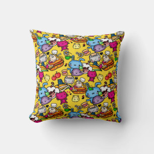 Niedliches Kawaii Party Food Doodles Art von LeahG Kissen