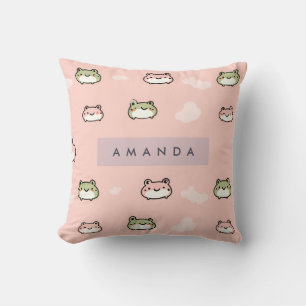 Niedliches Kawaii Pastel Frog Design auf rosa pers Kissen