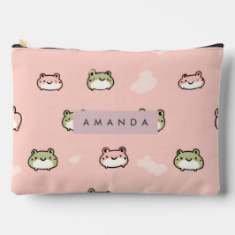 Niedliches Kawaii Pastel Frog Design auf rosa pers Zubehörtasche