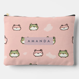 Niedliches Kawaii Pastel Frog Design auf rosa pers Zubehörtasche