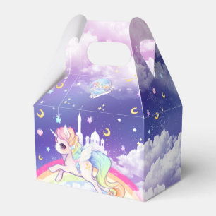 Niedliches kawaii Pastellunicorn mit Geschenkschachtel
