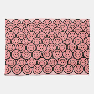 Niedliches Kawaii Pink Pigments & Ferkel Muster Ve Geschirrtuch