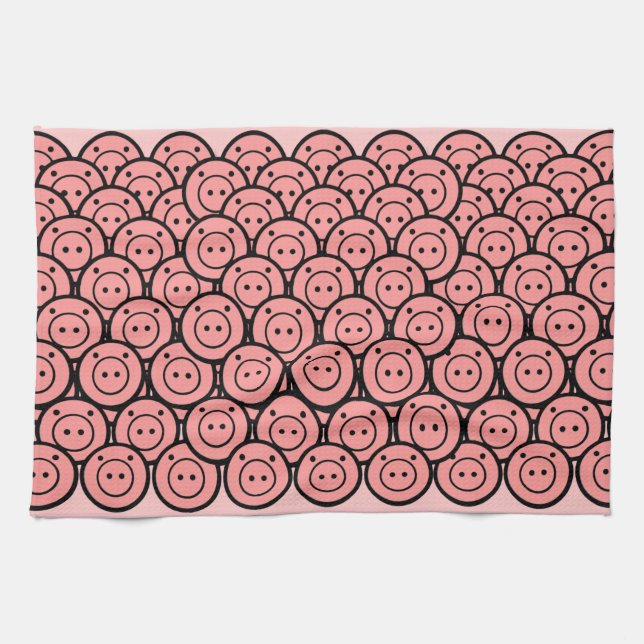 Niedliches Kawaii Pink Pigments & Ferkel Muster Ve Geschirrtuch (Horizontal)