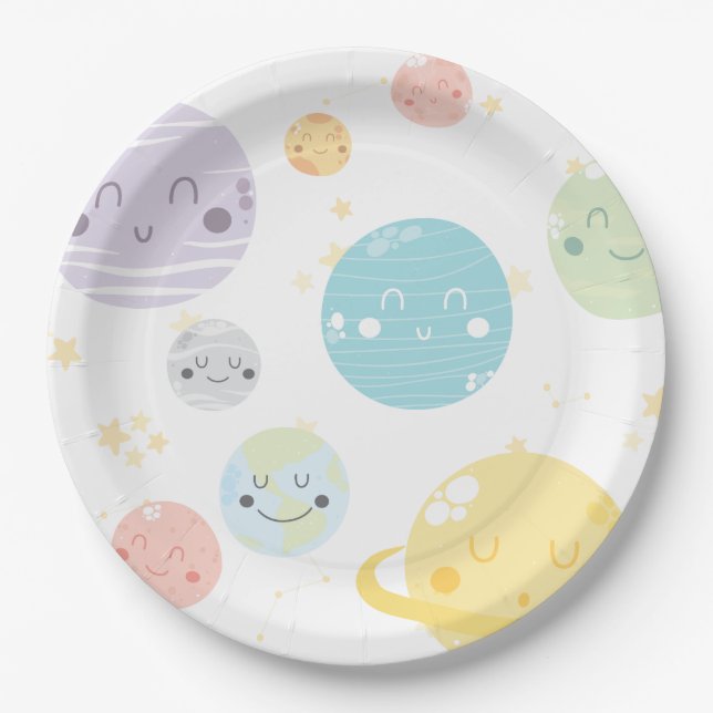 Niedliches Kawaii Raum-Stern-u. Pappteller (Vorderseite)