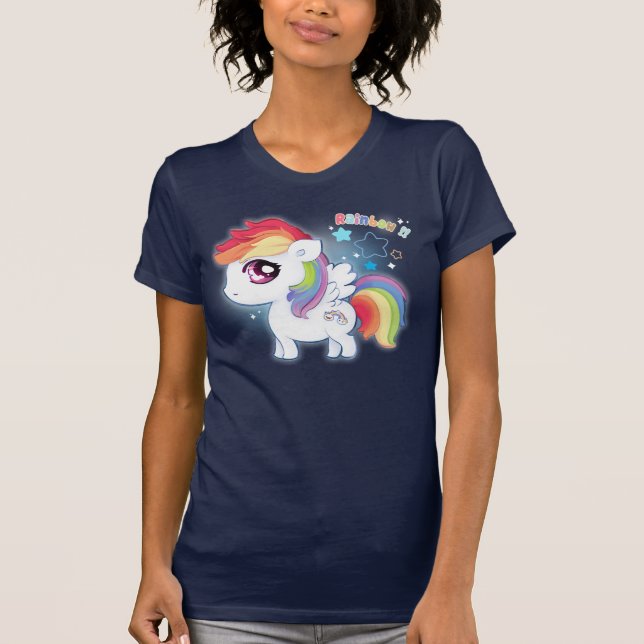 Niedliches kawaii Regenbogenpony T-Shirt (Vorderseite)