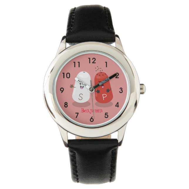 Niedliches Kawaii-Salz und Pfefferschüttler Cartoo Armbanduhr (Vorderseite)