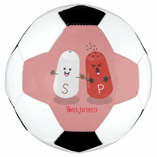 Niedliches Kawaii-Salz und Pfefferschüttler Cartoo Fußball (Vorderseite)