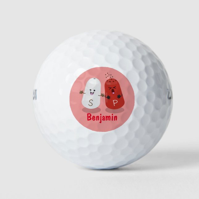 Niedliches Kawaii-Salz und Pfefferschüttler Cartoo Golfball (Vorderseite)