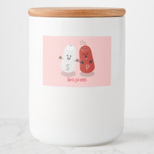 Niedliches Kawaii-Salz und Pfefferschüttler Cartoo Lebensmitteletikett