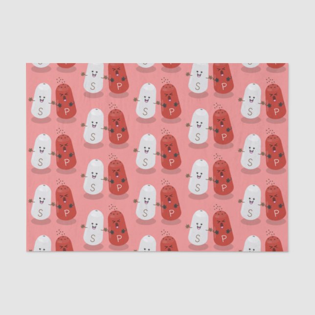 Niedliches Kawaii-Salz und Pfefferschüttler Cartoo Seidenpapier (Vorderseite)