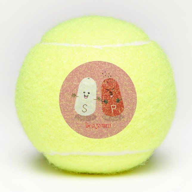 Niedliches Kawaii-Salz und Pfefferschüttler Cartoo Tennisbälle (Vorderseite)
