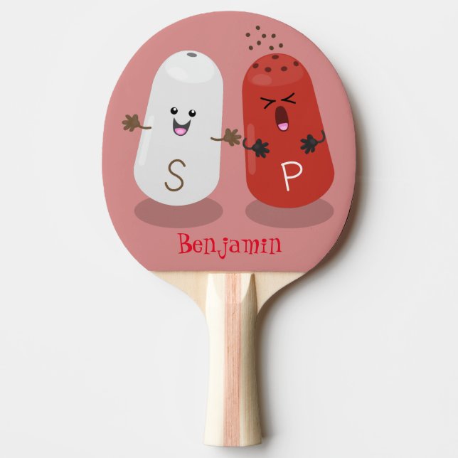 Niedliches Kawaii-Salz und Pfefferschüttler Cartoo Tischtennis Schläger (Vorderseite)