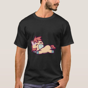 Niedliches Kawaii Schlafpferdedesign T-Shirt
